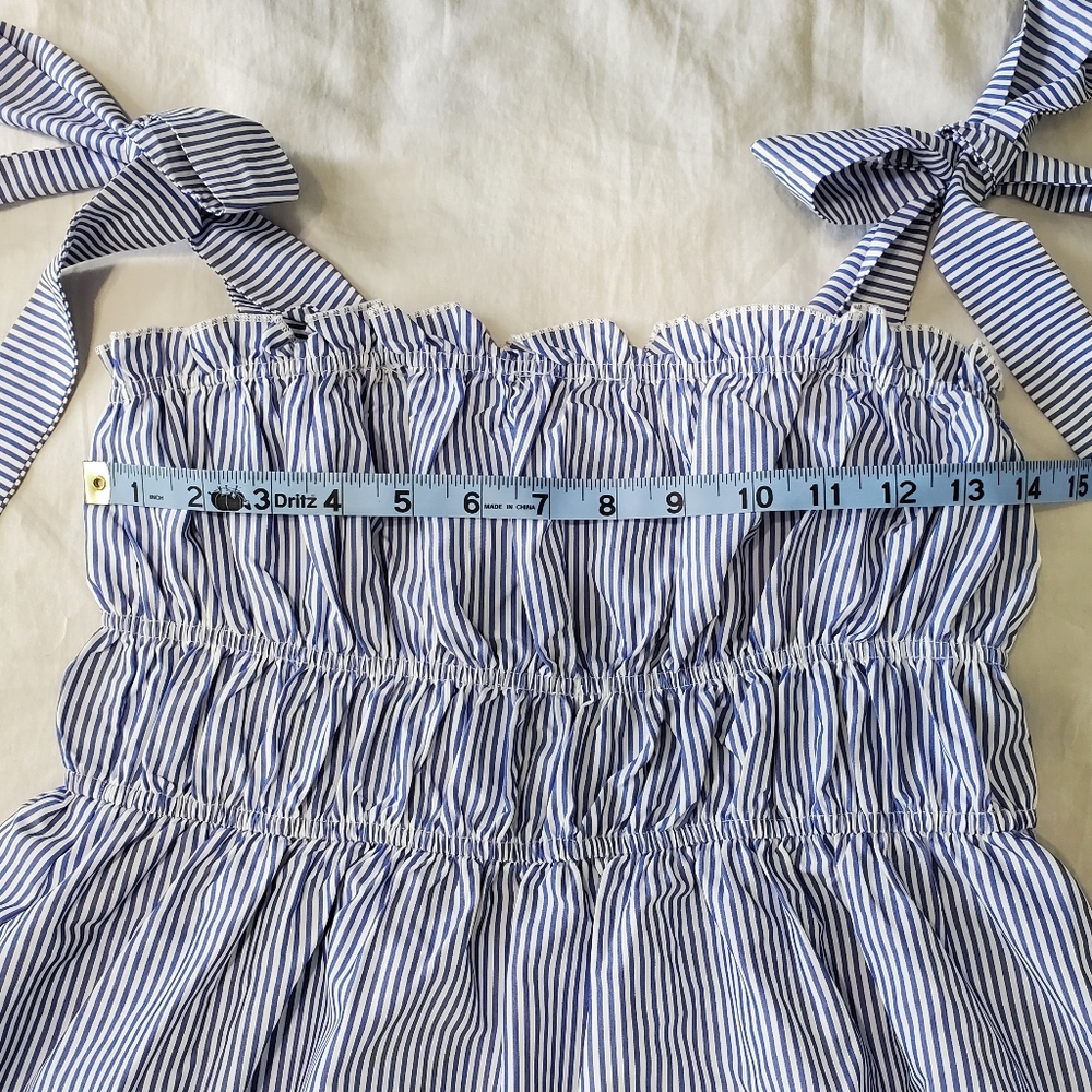 Women's Vine & Love Blue White Striped Maxi Dress Tie Straps Size Medium - Picture 3 of 6